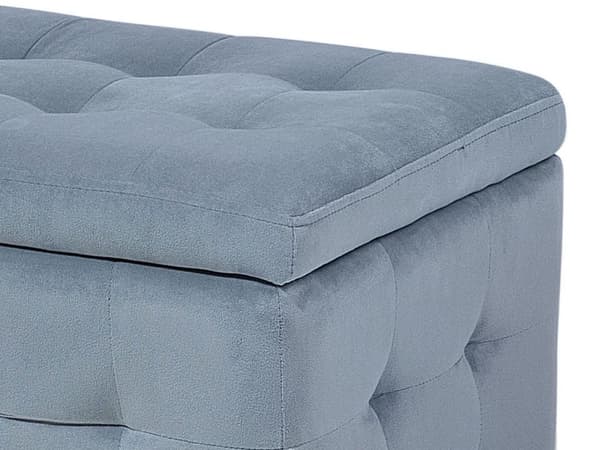 Skammel Grå Velour Tuftet Polstring Sengebænk med Opbevaring