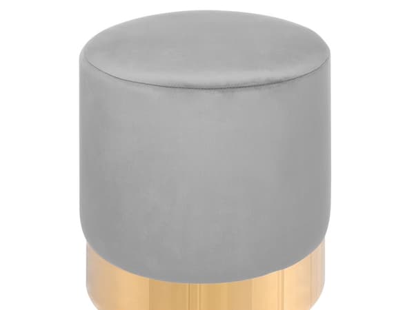 Puf Polyester Velour Lysegrå Guld ø 39 cm Rund Moderne Glam Design Skammel Fodskammel Fodstøtte Sæde Boligindretning Stue Soveværelse Møbel