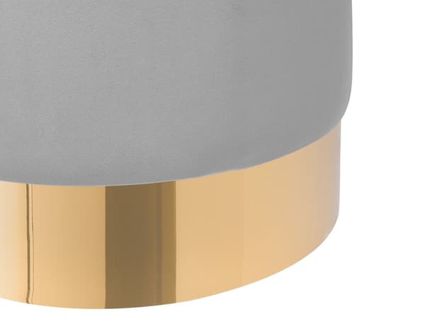 Puf Polyester Velour Lysegrå Guld ø 39 cm Rund Moderne Glam Design Skammel Fodskammel Fodstøtte Sæde Boligindretning Stue Soveværelse Møbel