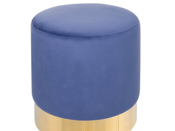 Puf Polyester Velour Marineblå Guld ø 39 cm Rund Moderne Glam Design Navy Blå Skammel Fodskammel Fodstøtte Sæde Boligindretning Nyt Hjem Stue