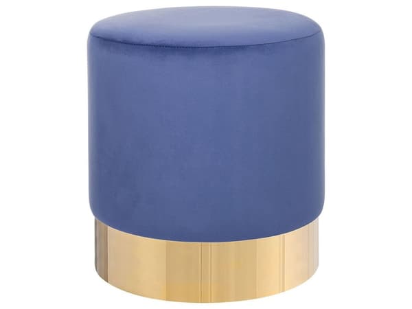 Puf Polyester Velour Marineblå Guld ø 39 cm Rund Moderne Glam Design Navy Blå Skammel Fodskammel Fodstøtte Sæde Boligindretning Nyt Hjem Stue
