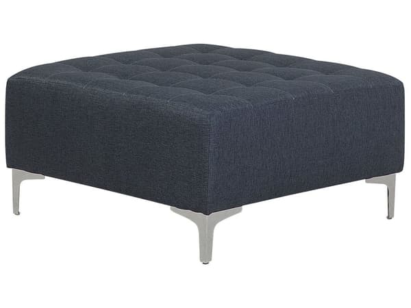 Ottoman Fodskammel Mørkegrå Polyester med Skumfyld og Sølv Krom Metalben 41 x 80 x 80 cm Klassisk Moderne Tuftet Siddeplads Stueindretning
