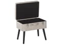Miniatyrbillede 5 af 9: Skammel Beige Sort Læder Træben 46 x 52 x 36 cm Polstret Puf med Opbevaring Moderne Design Kuffertformet Sengebord Soveværelse