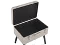 Miniatyrbillede 6 af 9: Skammel Beige Sort Læder Træben 46 x 52 x 36 cm Polstret Puf med Opbevaring Moderne Design Kuffertformet Sengebord Soveværelse