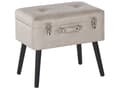 Miniatyrbillede 1 af 9: Skammel Beige Sort Læder Træben 46 x 52 x 36 cm Polstret Puf med Opbevaring Moderne Design Kuffertformet Sengebord Soveværelse