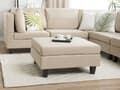 Pikkukuva 2 / 8: Rahi beige kangas verhoiltu puujalat 76 x 76 x 39 cm neliö moderni tyyli