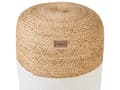 Miniatyrbild 4 av 6: Puff Ottoman Vit Jute EPS Pärlor Fyllning Runda ø 46 cm Boho Stil
