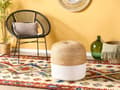 Miniatyrbild 2 av 6: Puff Ottoman Vit Jute EPS Pärlor Fyllning Runda ø 46 cm Boho Stil