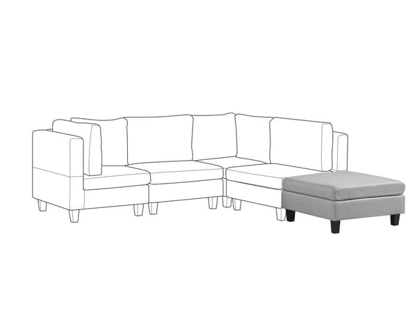 Ottoman Fotpall Ljusgrå tygklädd fyrkantig Minimalistisk Modern