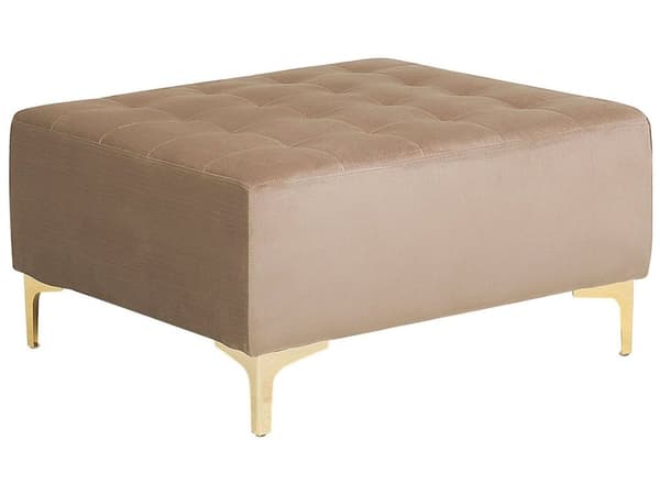 Ottoman Sandbeige Sammet Tuftad Modernt Vardagsrum Fyrkantig fotpall Silver ben