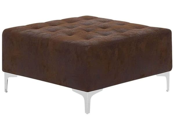 Ottoman Brun Sammet Tufted Tyg Modern Vardagsrum Fyrkantig fotpall Guld Ben