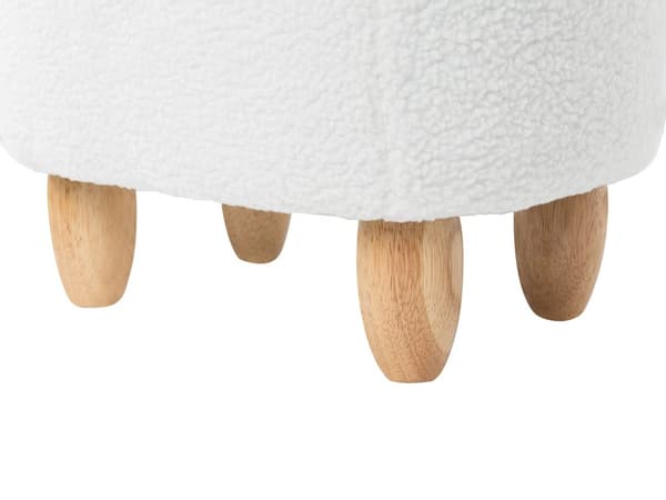 Dyre Alpaca Børneskammel Hvid Polyester Stof Polstret Træben Opbevaringsfunktion Børnehave fodskammel