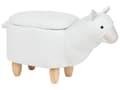 Miniatyrbillede 1 af 11: Dyre Alpaca Børneskammel Hvid Polyester Stof Polstret Træben Opbevaringsfunktion Børnehave fodskammel