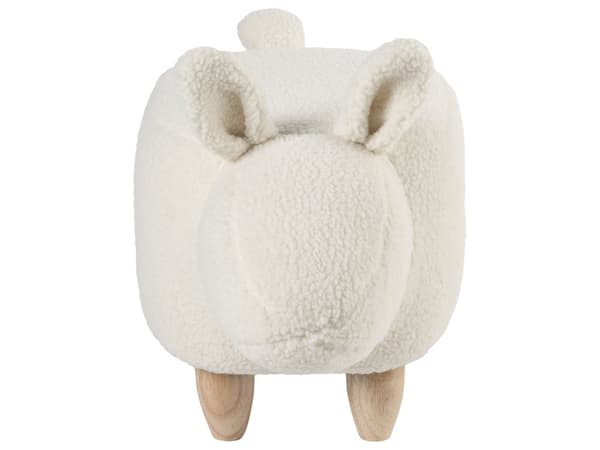 Puf Off White Bomuld Polyester med Lyst Gummitræ 57 x 36 x 31 Kanin med Fødder til Børneværelse Skammel Legetøjsdyr Pigeværelse 4 år Inspiration