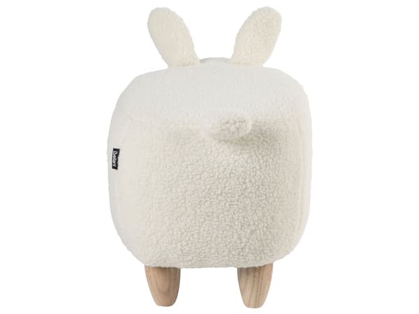 Puf Off White Bomuld Polyester med Lyst Gummitræ 57 x 36 x 31 Kanin med Fødder til Børneværelse Skammel Legetøjsdyr Pigeværelse 4 år Inspiration