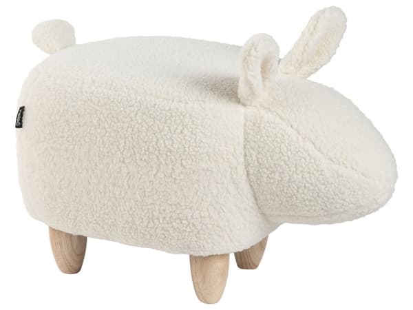 Puf Off White Bomuld Polyester med Lyst Gummitræ 57 x 36 x 31 Kanin med Fødder til Børneværelse Skammel Legetøjsdyr Pigeværelse 4 år Inspiration