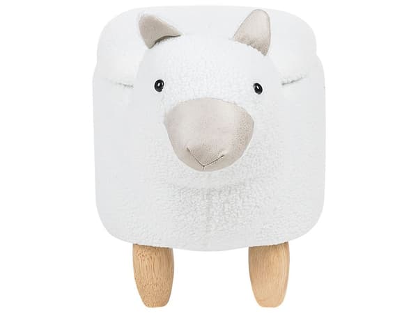 Eläinjakkara valkoinen kangas verhoiltu puu 65 x 30 x 45 cm säilytystilalla alpakka lasten moderni tyyli