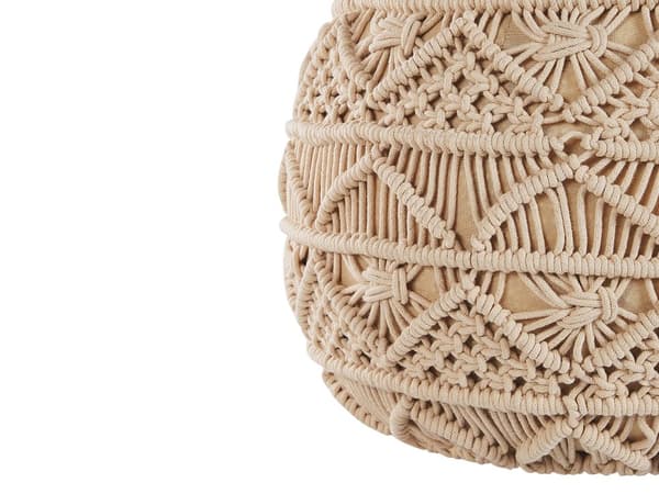 Puff Beige Bomull Chunky Virkad Rund Flätad Fotpall