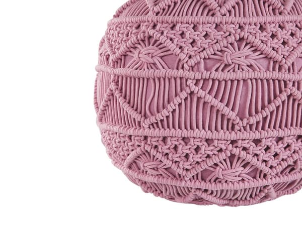 Puff Rosa Bomull Chunky Virkad Rund Flätad Fotpall