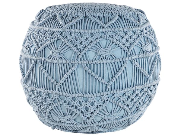 Rahi sininen puuvilla ⌀ 40 x 40 cm neulottu makramee pyöreä pallorahi perinteinen boho tyyli