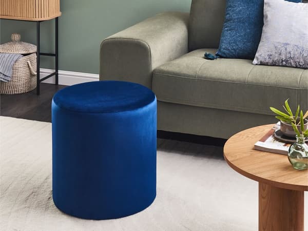 Sittpuff Sammet Mörkblå Rund Ottoman Fotpall