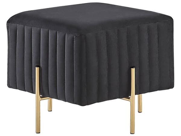 Rahi musta sametti verhoiltu metallijalat 45 x 45 x 41 cm tuftattu moderni tyyli