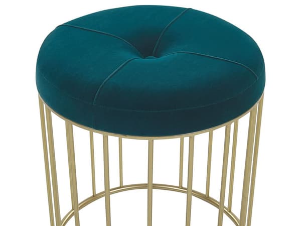 Set med 2 sittpuffar Blågrön Polyester Sammetklädsel Guld Järnbas Modern design