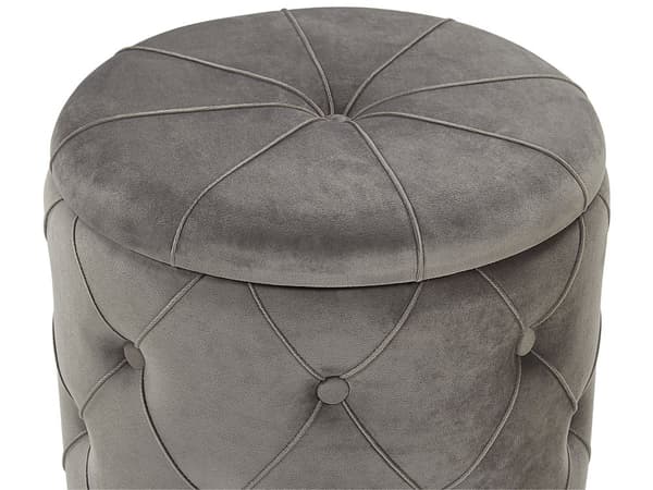 Set med 2 sittpuffar med förvaring Grå Polyester Sammet Tuftad klädsel Guld Underrede Med knappar Retro Design