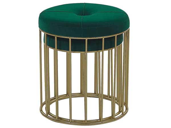 Set med 2 puffar Mörkgrön Sammetsklädsel Guld Järnunderrede Modern Design