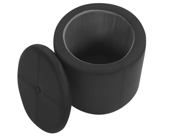 Skammel Sort Imiteret Læder 40 x 38 cm med Opbevaringsskammel Glamourøs Stil