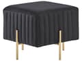Miniatyrbillede 1 af 7: Puf Sort Velour Guld Metalben 93 cm Rektangulær Dekorativ Rillet Siddepuf med Ben Glamourstil Polstret til Stue Soveværelse Indretning