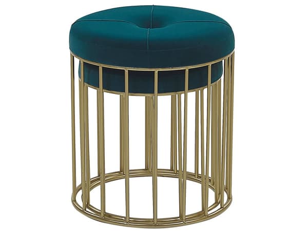 Puf 2 stk Polyester Velour Turkis Guld Rund Glam Retro Design Blå Blågrøn Skammel Fodskammel Fodstøtte Sæde Boligindretning Stue Soveværelse