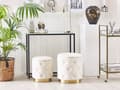 Miniatyrbillede 2 af 8: Puf med Opbevaring Hvid Guld Velour 2 stk Sæt 40 / 33 Rund Siddepuf Retro Glamour Design Knappet Fodskammel Hjem Indretning Stue Soveværelse