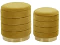 Miniatyrbillede 1 af 7: Puf Gul Velour og Guld Stål 2 stk ø 40 / 33 cm Rund Siddepuf med Opbevaring Glam Retro Moderne Design Skammel Stue Indretning Soveværelse