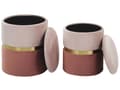 Miniatyrbillede 4 af 7: Puf med Opbevaring 2 stk Sæt Polyester Velour Lyserød Guld Retro Moderne Design Rund Skammel Boligindretning Stue Soveværelse Børneværelse