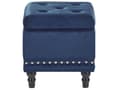Miniatyrbillede 5 af 8: Puf med Opbevaring Mørkeblå Polyester Velour 37x37 cm Sæde Glam Traditionel Design Blå Chesterfield Mønster Gummitræ Indretning Stue Spisestue