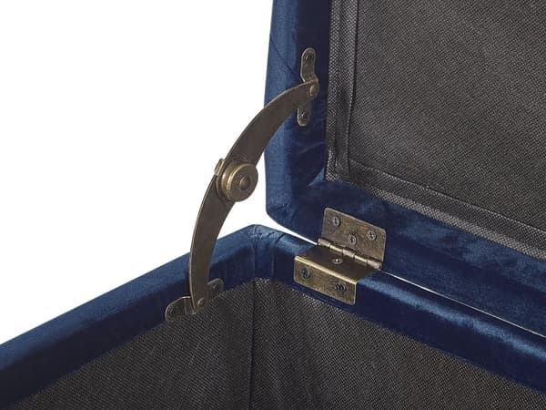 Puf med Opbevaring Mørkeblå Polyester Velour 37x37 cm Sæde Glam Traditionel Design Blå Chesterfield Mønster Gummitræ Indretning Stue Spisestue