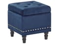 Miniatyrbillede 1 af 8: Puf med Opbevaring Mørkeblå Polyester Velour 37x37 cm Sæde Glam Traditionel Design Blå Chesterfield Mønster Gummitræ Indretning Stue Spisestue