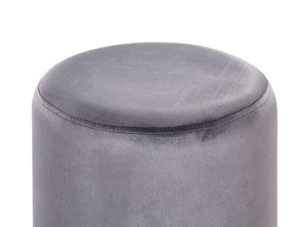 Puf Grå Velour og Sølv Rustfrit Stål 36 x 36 cm Rund Sæde Metallisk Moderne Glam Industriel Design Boligindretning Soveværelse Stue