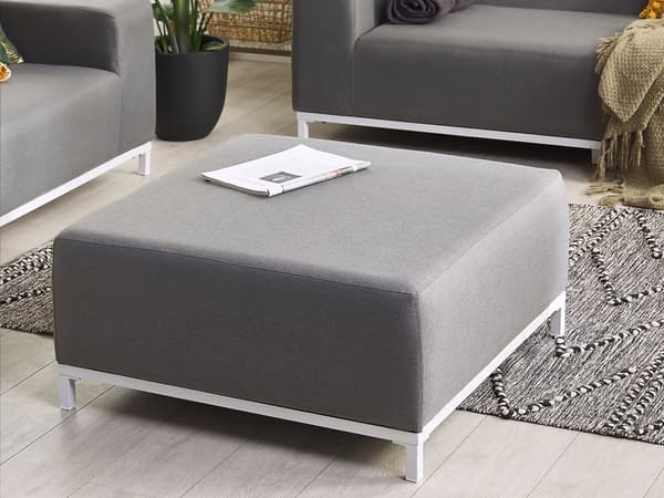Ottoman Grå Polyester 83 x 83 cm Moderne Fodskammel Udendørs Nonwood Vedligeholdelsesfri Havemøbler Quickdry Skum Vandtæt Hynde til Have