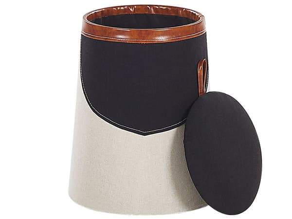 Puf Beige Sort Brun Kunstlinned Opbevaring Moderne Design Fodskammel Skammel Fodstøtte Siddepuf Børneværelse