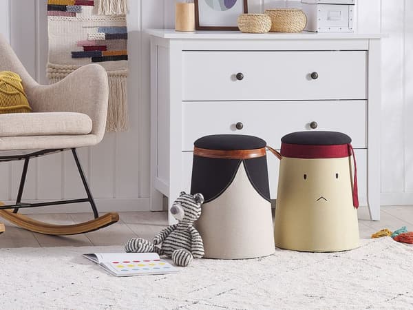 Puf Beige Sort Brun Kunstlinned Opbevaring Moderne Design Fodskammel Skammel Fodstøtte Siddepuf Børneværelse