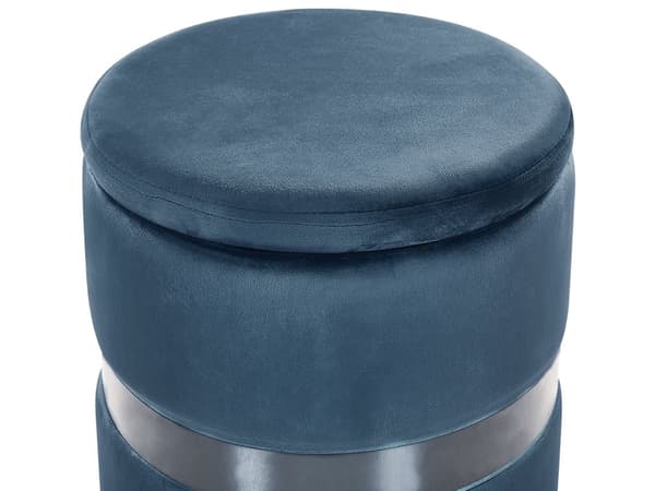 Set med 2 sittpuffar med förvaring Blå Polyester Sammet Fotpall Glam Design