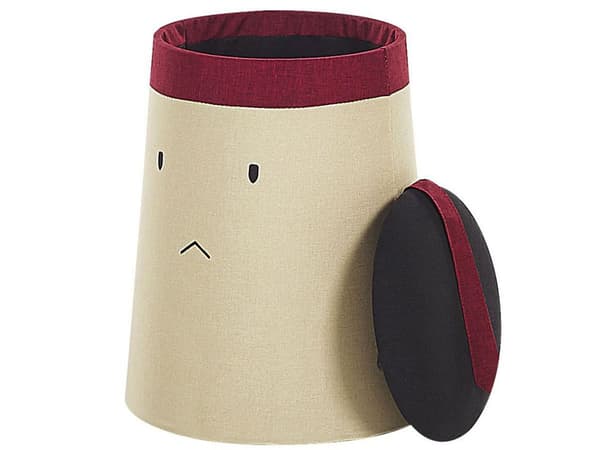 Barnpuff Beige Stoppad Samurajmotiv fotpall