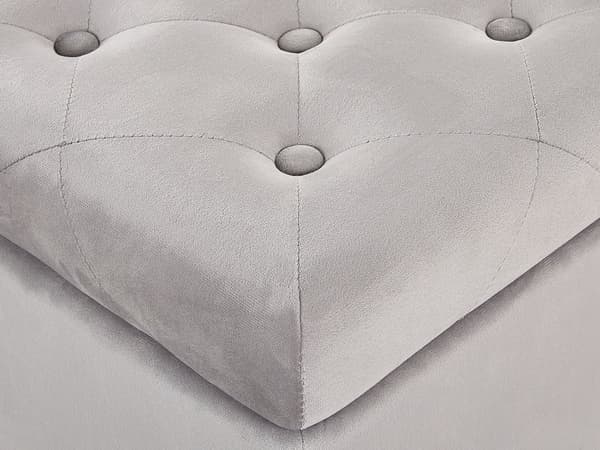 Puf med Opbevaring Lysegrå Polyester Velour 37x37 cm Sæde Glam Traditionel Design Grå Chesterfield Mønster Gummitræ Indretning Stue Spisestue