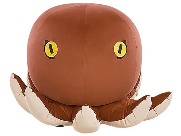 Puf Brun Gyldenbrun Polyester Velour Blæksprutte Design Beige Gul Fodskammel Skum Taburet Fodstøtte Børneværelse Pigeværelse Drengeværelse