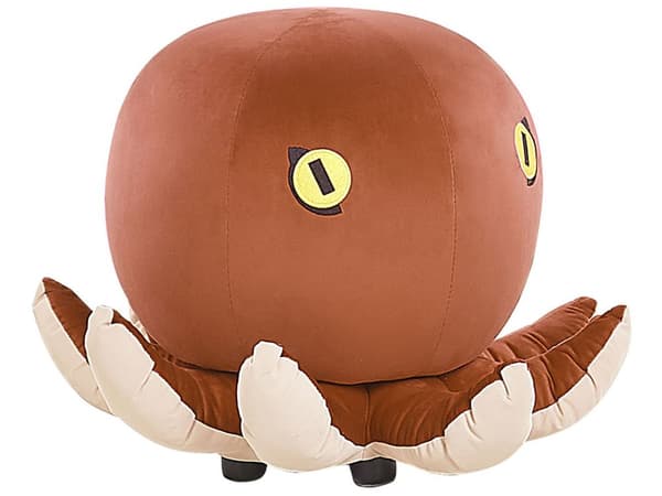 Puf Brun Gyldenbrun Polyester Velour Blæksprutte Design Beige Gul Fodskammel Skum Taburet Fodstøtte Børneværelse Pigeværelse Drengeværelse