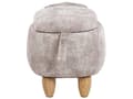 Miniatyrbillede 6 af 10: Skammel Beige Velour Mørkt Træ 29 x 39 cm Børnepuf med Opbevaring Hunde Design Fodstøtte til Børneværelse Stue Sjov Inspiration