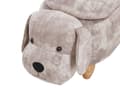 Miniatyrbillede 7 af 10: Skammel Beige Velour Mørkt Træ 29 x 39 cm Børnepuf med Opbevaring Hunde Design Fodstøtte til Børneværelse Stue Sjov Inspiration