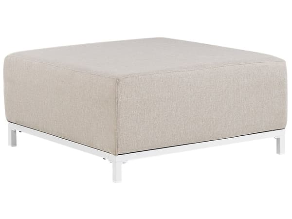 Ottoman Beige Polyester 83 x 83 cm Moderne Fodskammel Udendørs Nonwood Vedligeholdelsesfri Havemøbler Quickdry Skum Vandtæt Hynde til Have